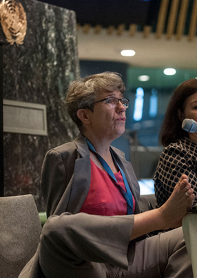 Theresia Degener, Vorsitzende des UN-BRK-Fachausschusses bei der 10. Konferenz der Vertragsstaaten, New York 13.–15. Juni 2017; © UN Photo: Kim Houghton
